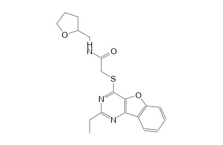 2-[(2-ethyl[1]benzofuro[3,2-d]pyrimidin-4-yl)sulfanyl]-N-(tetrahydro-2-furanylmethyl)acetamide