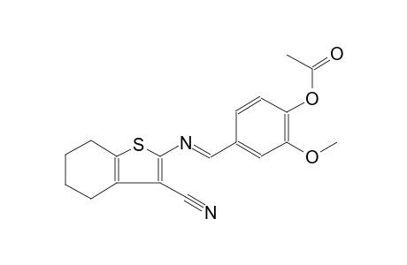 4-((E)-[(3-Cyano-4,5,6,7-tetrahydro-1-benzothien-2-yl)imino]methyl)-2-methoxyphenyl acetate