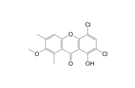 9H-Xanthen-9-one, 5,7-dichloro-8-hydroxy-2-methoxy-1,3-dimethyl-