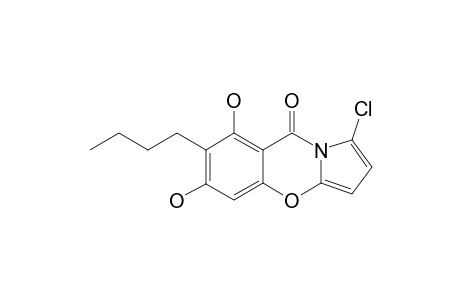 7-BUTYL-2-CHLORO-6,8-DIHYDROXY-9H-PYRROLO-[2,1-B]-[1,3]-BENZOXACIN-9-ONE