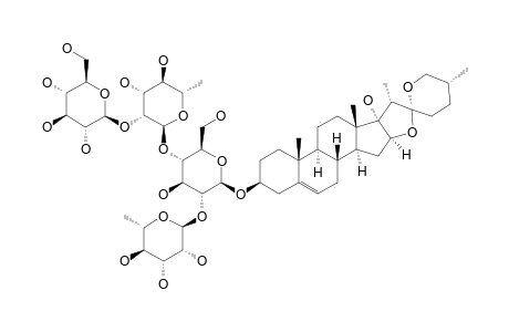 #7;SOLANIGROSIDE_H;(25R)-3-BETA,17-ALPHA-DIHYDROXYSPIROSTAN-5-ENE-3-O-BETA-D-GLUCOPYRANSYL-(1->2)-O-ALPHA-L-RHAMNOPYRANOSYL-(1->4)-O-[ALPHA-L-RHAMNOPYRANOSYL