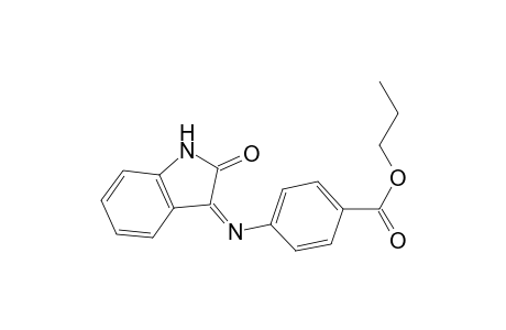 p-[(2-oxo-3-indolinylidene)amino]benzoic acid, propyl ester