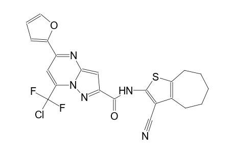 7-[chloranyl-bis(fluoranyl)methyl]-N-(3-cyano-5,6,7,8-tetrahydro-4H-cyclohepta[b]thiophen-2-yl)-5-(furan-2-yl)pyrazolo[1,5-a]pyrimidine-2-carboxamide