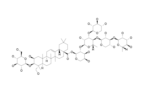 TACACOSIDE-B2;3-O-[BETA-D-GLUCOPYRANOSYL]-BAYOGENIN-28-O-[ALPHA-L-RHAMNOPYRANOSYL-(1->3)-BETA-D-XYLOPYRANOSYL-(1->4)-[BETA-D-XYLOPYRANOSYL-(1->3)]-