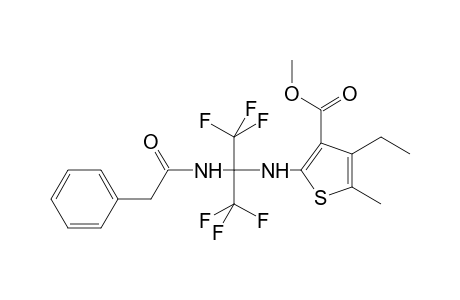 3-Thiophenecarboxylic acid, 4-ethyl-5-methyl-2-[[2,2,2-trifluoro-1-[(2-phenylacetyl)amino]-1-(trifluoromethyl)ethyl]amino]-, methyl ester