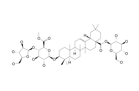 OLEANOLIC_ACID-3-O-[ALPHA-L-ARABINOFURANOSYL-(1->4)-BETA-D-GLUCURONOPYRANOSIDE-6-METHYLESTER]-28-O-BETA-D-GLUCOPYRANOSIDE;ARAClOSIDE_A_METHYLESTER