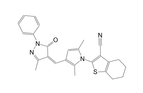 2-{2,5-dimethyl-3-[(Z)-(3-methyl-5-oxo-1-phenyl-1,5-dihydro-4H-pyrazol-4-ylidene)methyl]-1H-pyrrol-1-yl}-4,5,6,7-tetrahydro-1-benzothiophene-3-carbonitrile