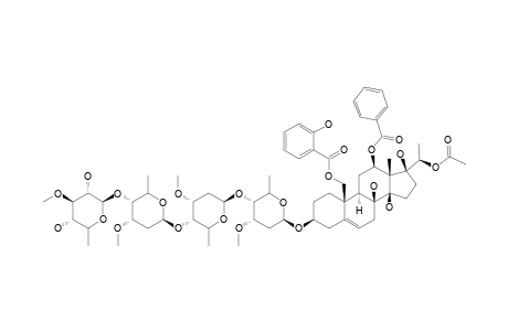 #21;12-O-BENZOYL-19-SALICYLOYLOXY-20-O-ACETYLSARCOSTIN-3-O-BETA-D-THEVETOPYRANOSYL-(1->4)-BETA-D-CYMAROPYRANOSYL-(1->4)-BETA-D-CYMAROPYRANOSYL-(1->4)-BE