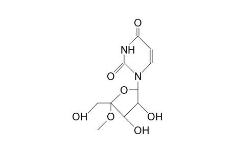 4'(R)-1-(4-O-Methyl-D-erythro-pentofuranosyl-4-ulose)-uracil