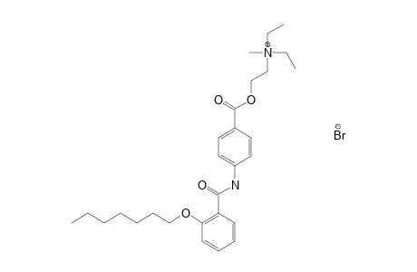 diethyl(2-hydroxyethyl)methylammonium bromide, p-[o-(heptyloxy)benzamido]benzoate