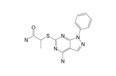 ALPHA-(4-AMINO-1-PHENYLPYRAZOLO-[3,4-D]-PYRIMIDIN-6-YLTHIO)-PROPIONAMIDE