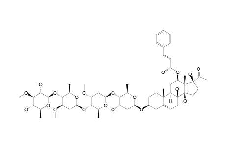 STEPHANOSIDE_Q;12-O-CINNAMOYL-PREGN-5-EN-20-ONE-3-BETA,8-BETA,12-BETA,14-BETA,17-BETA-PENTAOL_3-O-BETA-THEVETOPYRANOSYL-(1->4)-BETA-OLEANDROPYRANOS