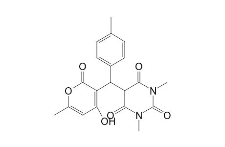 5-[(4-Hydroxy-6-methyl-2-oxo-2H-pyran-3-yl)(p-tolyl)methyl]-1,3-dimethylpyrimidine-2,4,6(1H,3H,5H)-trione