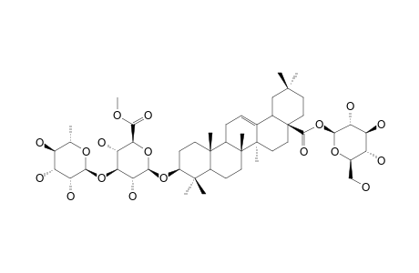 PUTRANOSIDE-C;3-O-BETA-[RHAMNOPYRANOSYL-(1->3)-(6-O-METHYL)-GLUCURONOPYRANOSYL]-OLEANOLIC-ACID-28-O-GLUCOPYRANOSYLESTER