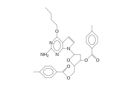 2-Amino-4-butoxy-7-(2-deoxy-3,5-di-O-[4-toluoyl]-B-D-erythro-pentafuranosyl)-7H-pyrrolo(2,3-D)pyrimidine