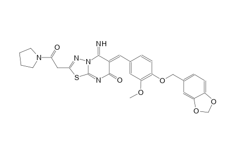 (6Z)-6-[4-(1,3-benzodioxol-5-ylmethoxy)-3-methoxybenzylidene]-5-imino-2-[2-oxo-2-(1-pyrrolidinyl)ethyl]-5,6-dihydro-7H-[1,3,4]thiadiazolo[3,2-a]pyrimidin-7-one