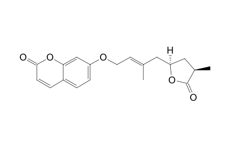 3'',4''-DIHYDROCAPNOLACTONE;(2'E,2''S,4''S)-7-[4'-(4''-METHYL-5''-OXO-2''-TETRAHYDROFURANYL)-3'-METHYL-2'-BUTENYLOXY]-COUMARIN