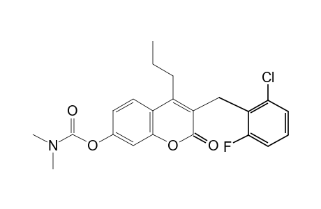 3-(2-chloro-6-fluorobenzyl)-7-hydroxy-4-propylcoumarin, dimethylcarbamate (ester)