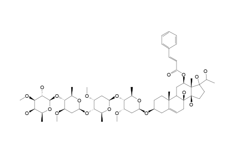 12-BETA-O-CINNAMOYLSARCOSTIN_3-O-BETA-D-DIGITALOPYRANOSYL-(1->4)-BETA-D-OLEANDROPYRANOSYL-(1->4)-BETA-D-CYMAROPYRANOSYL-(1->4)