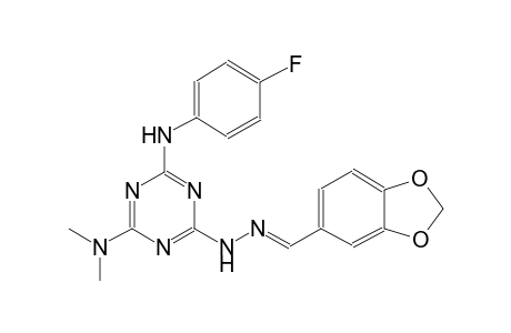 1,3-benzodioxole-5-carbaldehyde [4-(dimethylamino)-6-(4-fluoroanilino)-1,3,5-triazin-2-yl]hydrazone