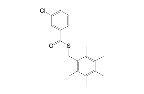 m-chlorothiobenzoic acid, S-(2,3,4,5,6-pentamethylbenzyl)ester