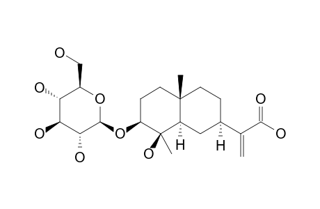 HIERAPOLITANIN-D;3-(S),4-(R),5-(R),7-(R),10-(S)-3,4-DIHYDROXY-EUDESMA-4(15),11(13)-DIEN-12-OIC-ACID-3-O-BETA-D-GLUCOPYRANOSIDE