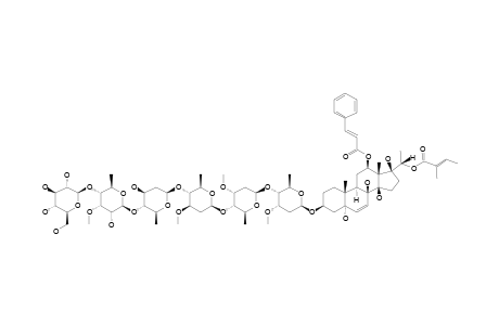 GYMNEPREGOSIDE-Q;#11;12-O-(E)-CINNAMOYL-20-O-TIGLOYL-(20S)-PREGN-6-ENE-3-BETA,5-ALPHA,8-BETA,12-BETA,14-BETA,17-BETA,20-HEPTAOL-3-O-BETA-D-GLUCOPYRANOSYL-(1->4