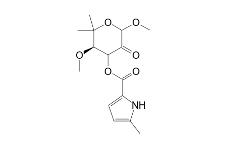 .beta.-L-threo-Hexopyranosid-2-lose, methyl 6-deoxy-5-C-methyl-4-O-methyl-, 5-methyl-1H-pyrrole-2-carboxylate