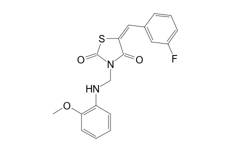 (5E)-5-(3-Fluorobenzylidene)-3-[(2-methoxyanilino)methyl]-1,3-thiazolidine-2,4-dione