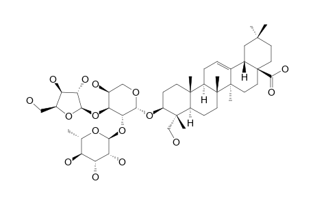 3-O-ALPHA-L-ARABINOFURANOSYL-(1->3)-[ALPHA-L-RHAMNOPYRANOSYL-(1->2)]-BETA-L-ARABINOPYRANOSYLHEDERAGENIN;3-O-ALPHA-L-ARABINOFURANOSYL-(1->3)-[ALPHA-