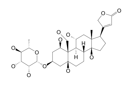 3-[(6-DESOXY-ALPHA-MANNOPYRANOSYL)-OXY]-1,5,11-ALPHA,14,19-PENTAHYDROXY-CARD-20(22)-ENOLIDE,OUABAIN