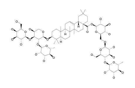 DECAISOSIDE-C;#3;3-O-ALPHA-L-RHAMNOPYRANOSYL-(1->2)-[BETA-D-GALACTOPYRANOSYL-(1->3)]-ALPHA-L-ARABINOPYRANOSYL-OLEANOLIC-ACID-28-O-ALPHA-L-RHAMNOPYRANOSYL-(1->4