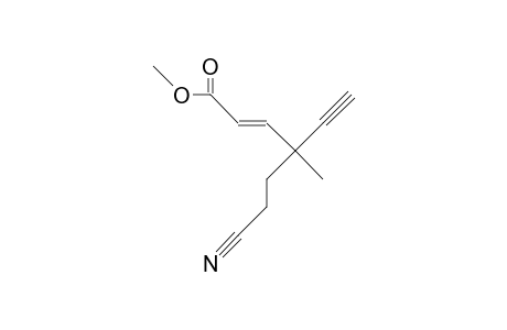 Methyl (R)-4-(2-cyano-ethyl)-4-methyl-hex-2(E)-en-5-ynoate