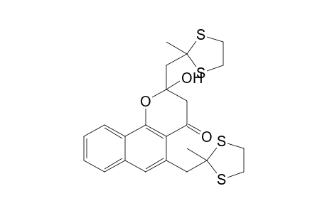 2-Hydroxy-2,5-bis[(2-methyl-1,3-dithiolan-2-yl)methyl]-2,3-dihydrobenzo[H]chromen-4-one