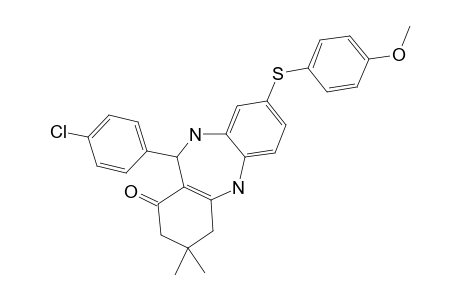 11-[(PARA-CHLORO)-PHENYL]-8-[(PARA-METHOXY)-PHENYLTHIO]-3,3-DIMETHYL-2,3,4,5,10,11-HEXAHYDRO-1H-DIBENZO-[B,E]-[1,4]-DIAZEPIN-1-ONE