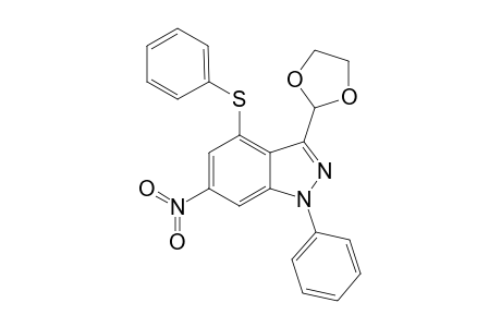 3-(1,3-Dioxolan-2-yl)-6-nitro-1-phenyl-4-(phenylsulfanyl)-1H-indazole