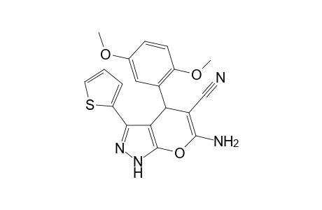 6-Amino-4-(2,5-dimethoxyphenyl)-3-(2-thienyl)-2,4-dihydropyrano[2,3-c]pyrazole-5-carbonitrile