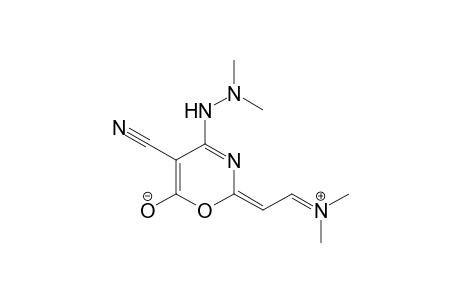 (E)-5-CYANO-2-(N,N-DIMETHYLIMMONIO)-ETHYLIDENE-4-(N,N-DIMETHYLHYDRAZINO)-6-OXIDO-1,3-OXAZINE