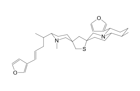 TETRAHYDROTHIOPHENESPIRO[2,7'][1-METHYL-4-(3-FURYL)QUINOLIZIDINE]SPIRO[4.3]{1-METHYL-6-[1-METHYL-4-(3-FURYL)-3E-BUTENYL]PIPERIDINE}