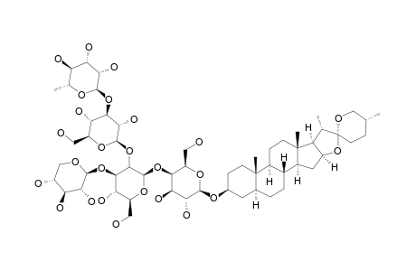 #11;TIGOGENIN-3-O-[O-ALPHA-L-RHAMNOPYRANOSYL-(1->3)-O-BETA-D-GLUCOPYRANOSYL-(1->2)-O-[BETA-D-XYLOPYRANOSYL-(1->3)]-O-BETA-D-GLUCOPYRANOSYL-(1->4)-BETA-D-GALACT