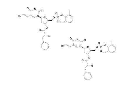 CYCLO-(3-METHYLSALIGENYL)-5'-O-(E)-5-(2-BROMOVINYL)-(2'-DEOXY-3'-O-D-PHENYLALANYLURIDINYL)-PHOSPHATE;3-ME-CYCLO-3'-O-D-PHE-BVDUMP