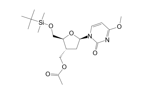 1-[3'-C-(ACETYLOXYMETHYL)-5'-O-(TERT.-BUTYLDIMETHYLSILYL)-2',3'-DIDEOXY-BETA-D-ERYTHRO-PENTOFURANOSYL]-4-METHOXYPYRIMIDIN-2(1H)-ONE