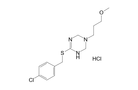 6-[(p-chlorobenzyl)thio]-3-(3-methoxypropyl)-1,2,3,4-tetrahydro-s-triazine, monohydrochloride