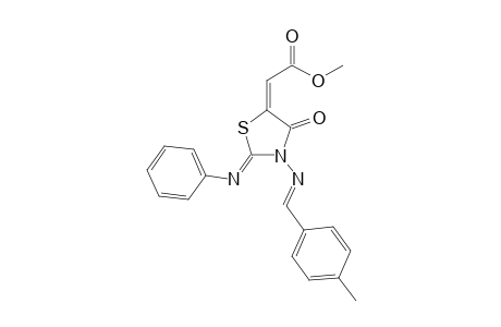 METHYL-2-[3-[[(E)-1-(4-METHYLPHENYL)-METHYLIDENE]-AMINO]-4-OXO-2-(PHENYLIMINO)-1,3-THIAZOLAN-5-YLIDENE]-ACETATE