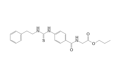 p-(3-phenethyl-2-thioureido)hippuric acid, propyl ester