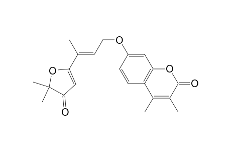 7-[[(E)-3-(4,5-DIHYDRO-5,5-DIMETHYL-4-OXOFURAN-2-YL)-BUT-2-ENYL]-OXY]-3,4-DIMETHYL-2H-1-BENZOFURAN-2-ONE