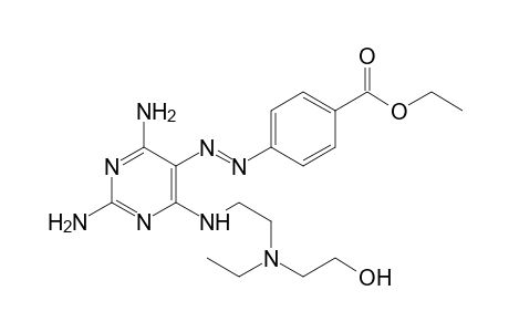 p-{{2,4-diamino-6-{2-{[ethyl(2-hydroxyethyl)amino]ethyl}amino}pyrimidin-5-yl}azo}benzoic acid, ethyl ester