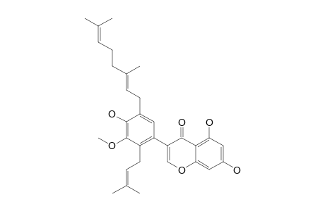 MILLEWANIN_B;3-[5-(3,7-DIMETHYL-2,6-OCTADIENYL)-4-HYDROXY-3-METHOXY-2-(3-METHYL-2-BUTENYL)-PHENYL]-5,7-DIHYDROXY-4H-1-BENZOPYRAN-4-ONE