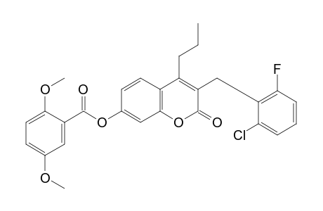 3-(2-chloro-6-fluorobenzyl)-7-hydroxy-4-propylcoumarin, 2,4-dimethoxybenzoate