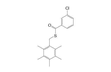 m-chlorothiobenzoic acid, S-(2,3,4,5,6-pentamethylbenzyl)ester